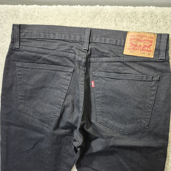 Levis 511 Jeans Mens 36x30 Slim Straight Black Denim Punk Rock 80s USA Grunge - Picture 12 of 12